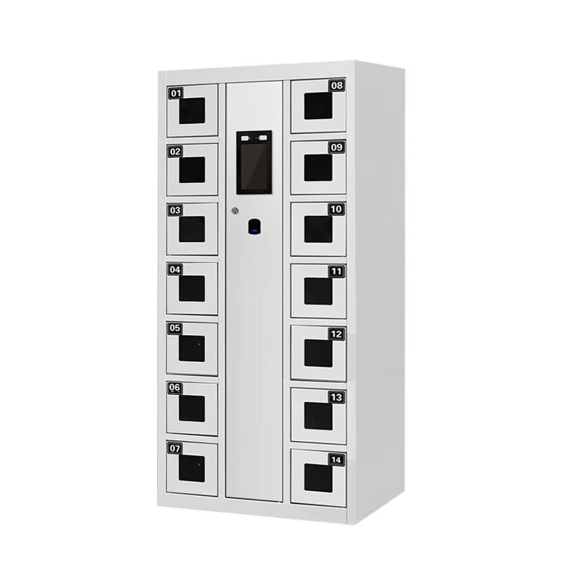 Huayu Huiyang Intelligent Class Scheduling System Mobile Phone Storage Cabinet Face Recognition Fingerprint Double Authentication Alarm Function 14 Doors Vertical Version ZNG034