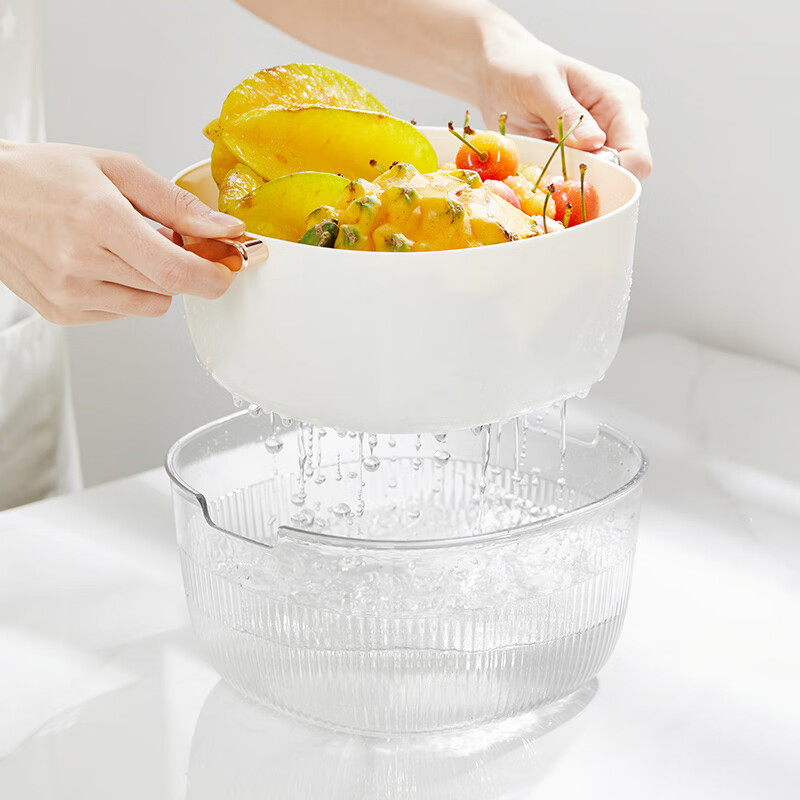 Hualeji household vegetable sink drain basin kitchen drain basket vegetable basket drain basket plastic basin small/orange