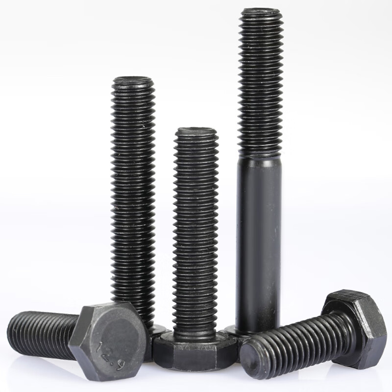 Ice energy level 12.9 high-strength half-thread external hex screw screw extended alloy steel bolt black half-threaded screw M12*60 half-thread 5 pieces