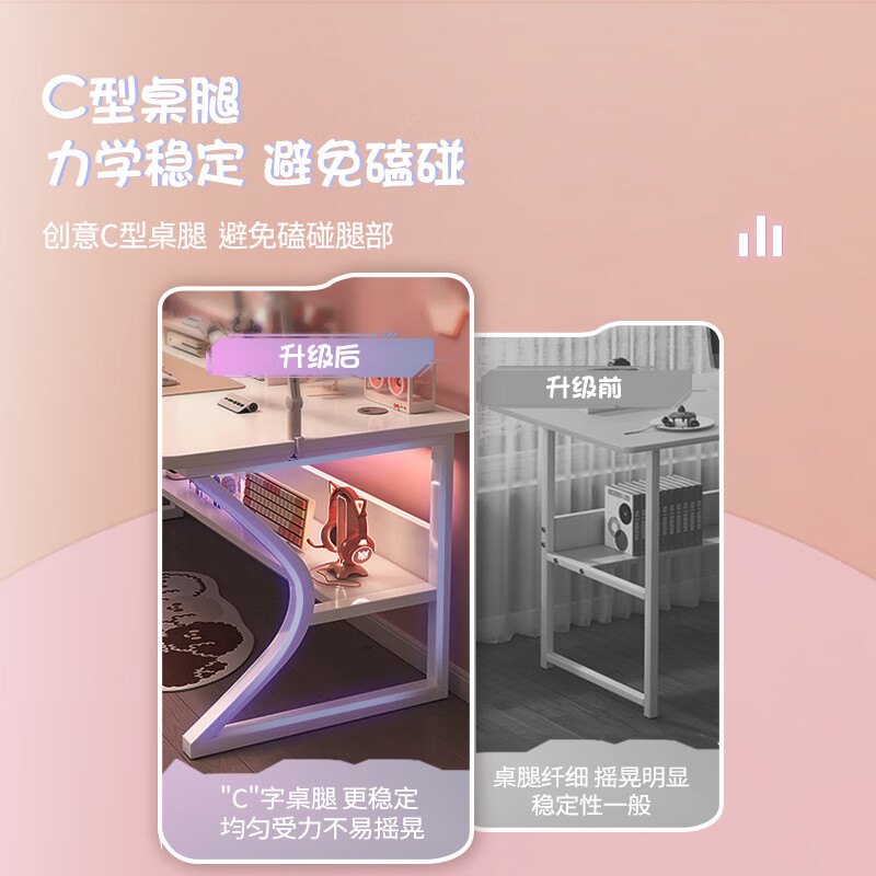 Zuodu computer desk desktop home e-sports game table office study table home desk bedroom study writing table store manager subsidy C leg upgrade and reinforcement warm white 100cm