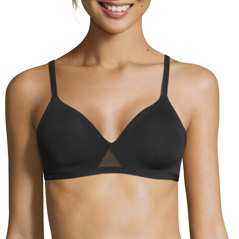 Hengshi HANES Hengshi Women's Oh So Light Wireless T-shirt Bra Comfort Foam Black/Nude X Large Size