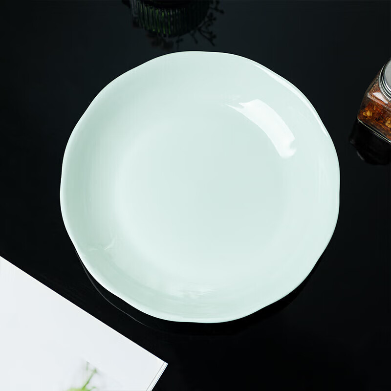 Tao Xianghui plate ceramic home deep plate 4 sets microwave dinner plate rice plate soup plate 8-inch dish shadow celadon plate