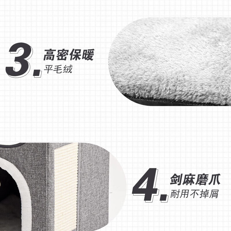 Pilot Cat House Winter Dog House Winter Warm Double-layer Closed Folding Cat and Dog House with Mat All Seasons Upgraded Side Scratching Fur Ball-Double Layer Suitable for 20 catties or less