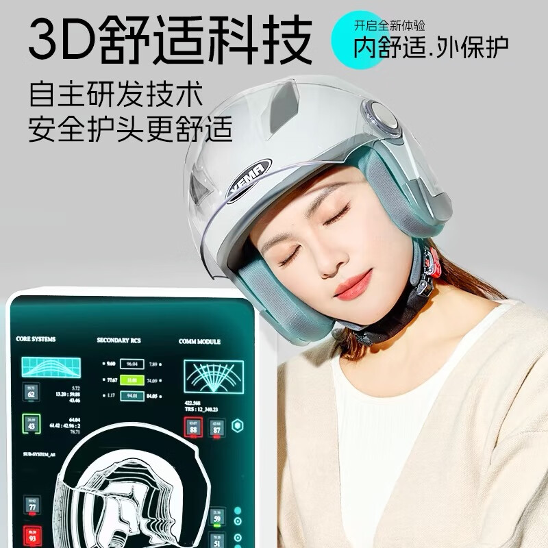 Mustang 2024 New Mustang Winter Warm Helmet 3/4 Helmet 3C Certified Electric Vehicle Motorcycle Seasonal Thickening for Men and Women Matt Dark Blue Transparent Mirror One Size Recommended 54-60cm