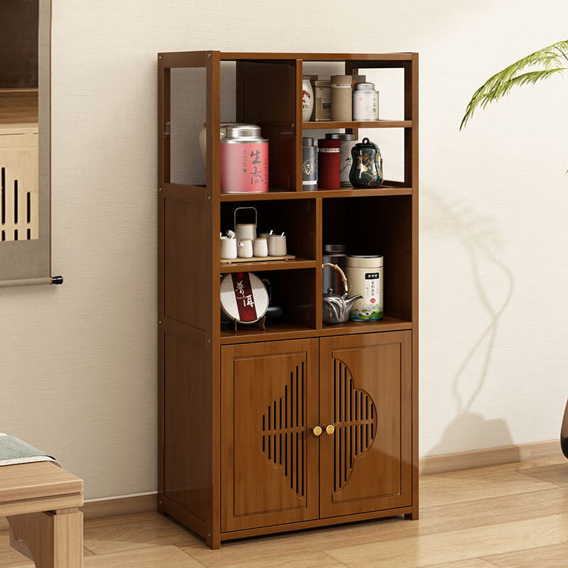 Jieshunxing tea cabinet office tea cabinet storage rack household tea cabinet tea table table side cabinet tea tea set storage storage cabinet without drawer single door three layers 35 long