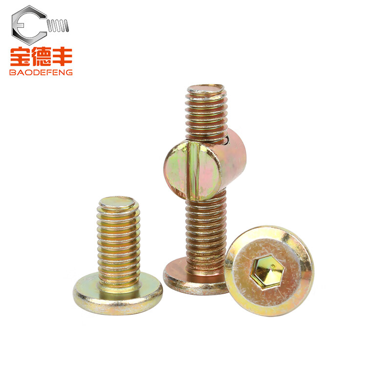 Baodefeng Furniture Screws and Nuts Collection Baby Crib Wood Board Connectors Tables, Chairs Cabinets Cross Hole Hammer Nuts Set M6x60 20 Sets