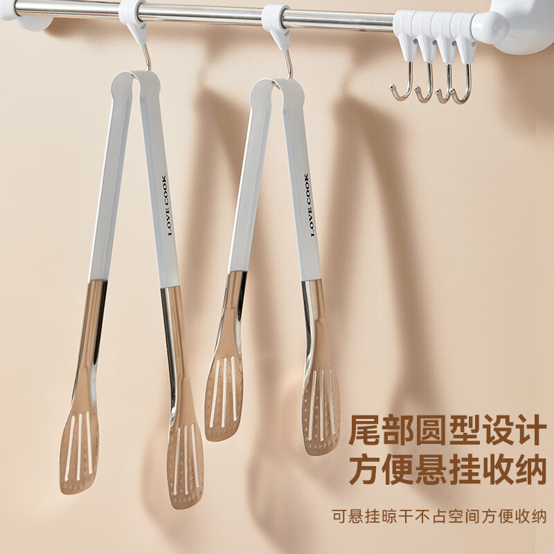 WORTHBUY 304 stainless steel food tongs household barbecue and barbecue tongs resistant to high temperature fried steak bread tongs 12 inches + oil brush