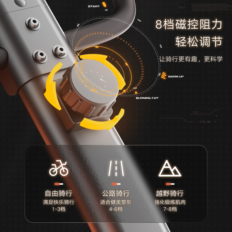 OES dynamic bicycle mini home silent aerobic climbing machine exercise bike weight loss equipment indoor foldable bicycle 6-speed magnetic control adjustment/foldable storage/basic white