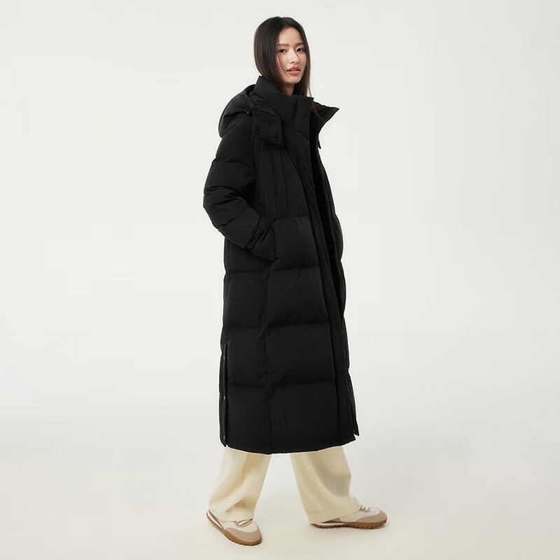 Tambor Down Jacket Women's Medium Long Removable Hat Fashion Casual Warm Jacket Thick 550836T Black 170