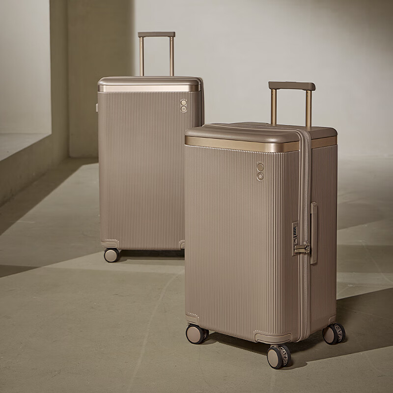Echolac Large Capacity Square Suitcase Dynasty Trolley Suitcase Star Password Box PC142K Nutshell Brown 26 inches