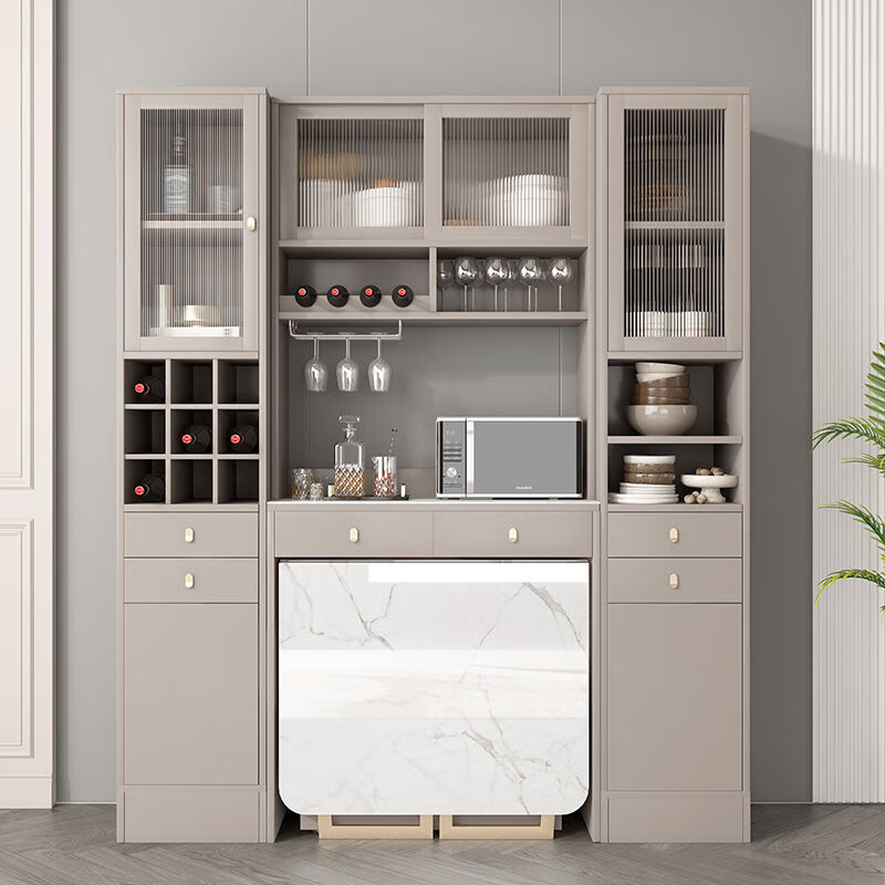 Shanlang slate folding dining table and sideboard integrated wall-mounted multi-functional storage wine cabinet household small apartment retractable dining table folding dining table