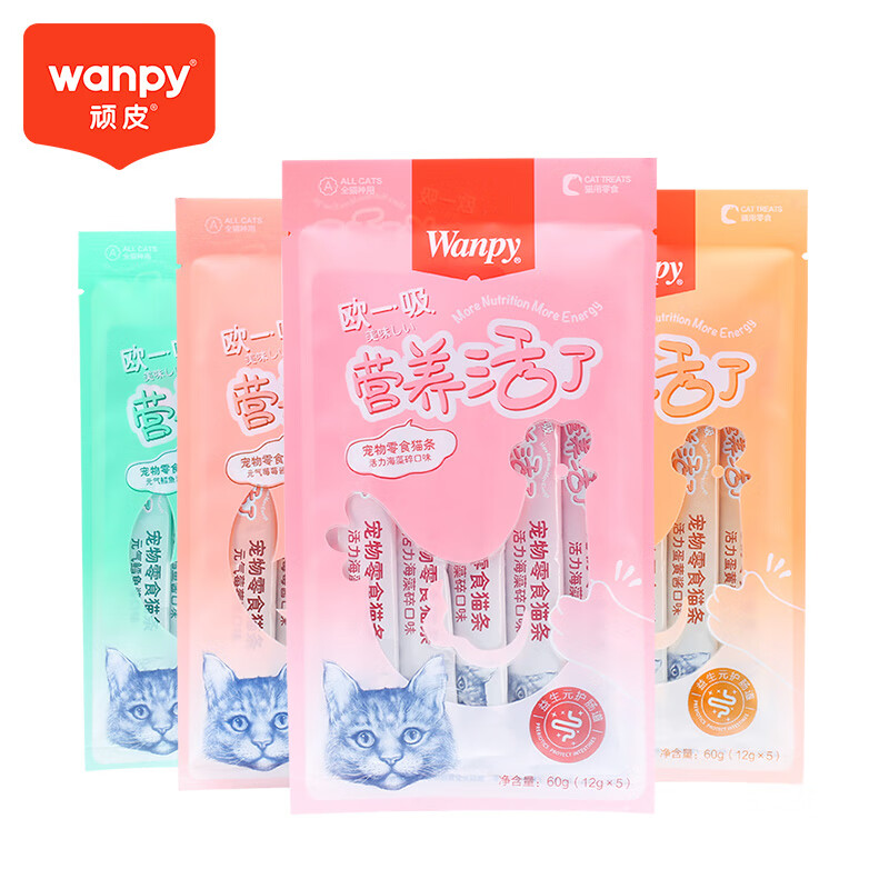 Naughty (Wanpy) Ouyishui Nutritious Cat Strips Mixed Flavors 240g (12g*20 sticks) Cat Snacks (Random Flavors)