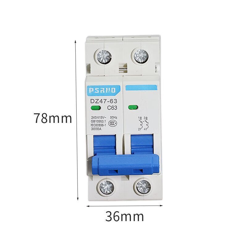 Car charging DZ47L type 220V household 2P leakage main switch set outdoor rainproof switch box 2P lightning protection indicator light leakage with sealed box set 63A