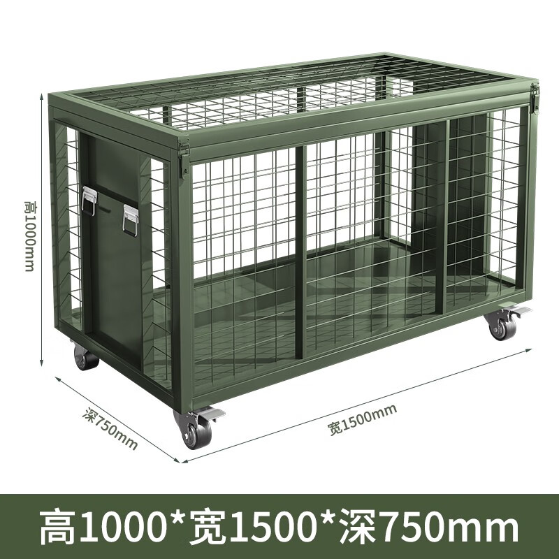 Military green mobile cage combat readiness material turnover vehicle wheeled mobile pallet thickened field picture box rotational molding box with handle 1500 deep mesh cage