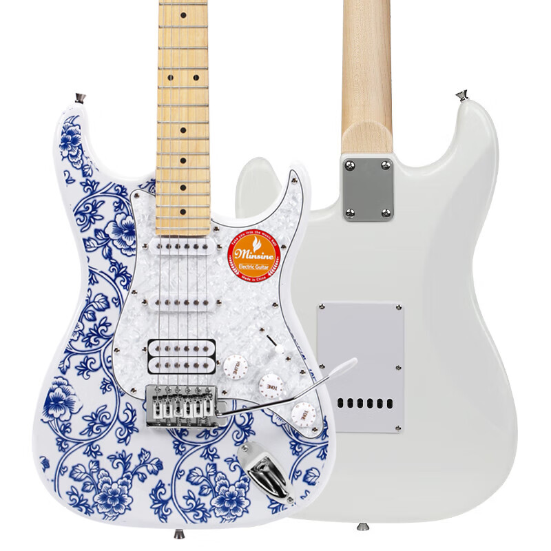 Minsine Magic Sound/National Quintessence Blue and White Advanced Single Shake Electric Guitar Set Comes with entry-level learning materials