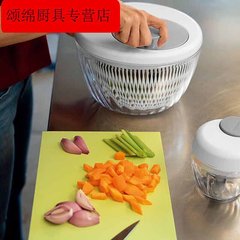 NAOISKEY vegetable dehydrator household drain basket manual spin dryer kitchen with lid yellow
