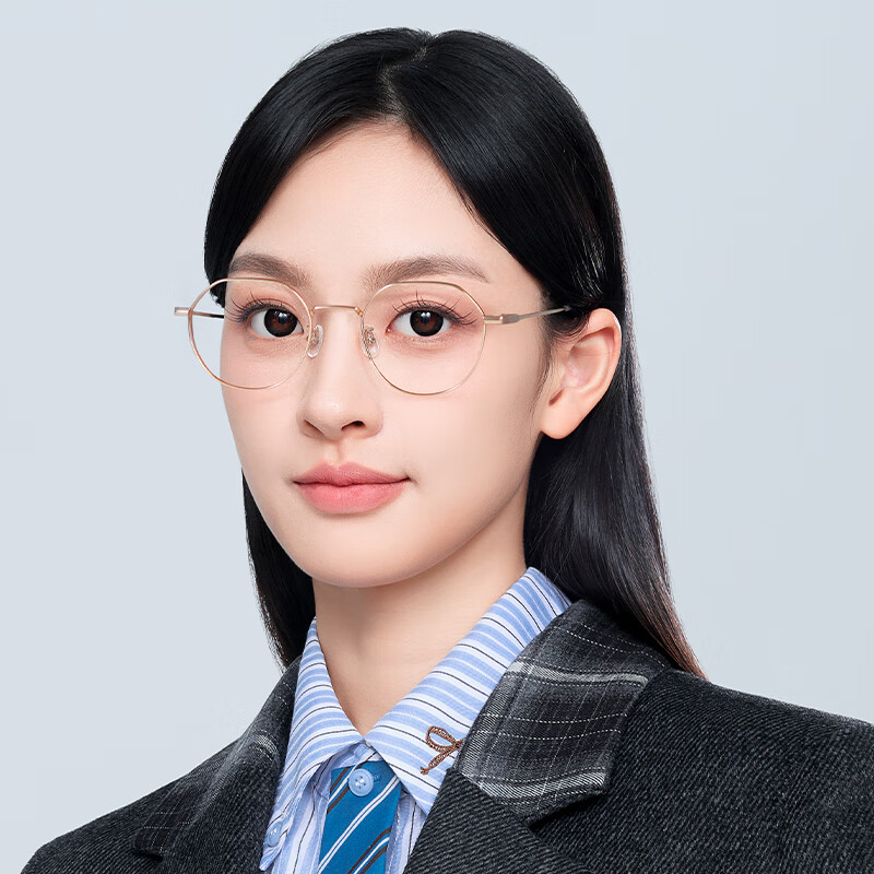 Mingyue Lens Full Frame Ultra-Light Titanium Optical Frame Women's High Definition Anti-Blue Light Myopia Glasses 36049 Frame + 1.60 Mingyue Daily General Lens
