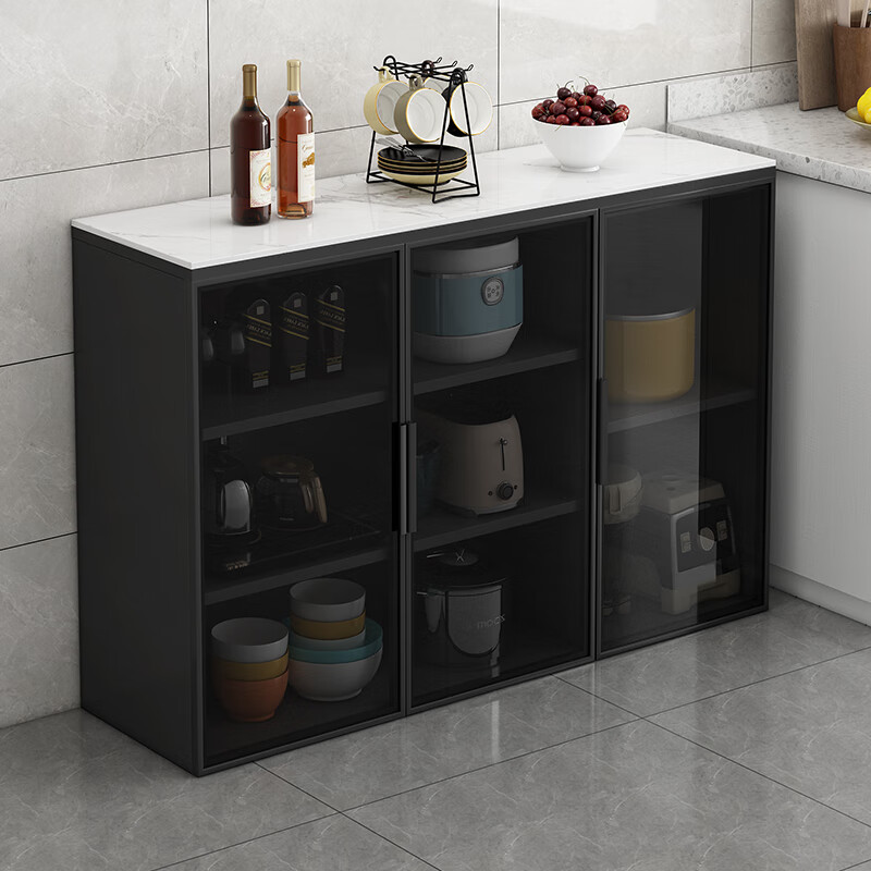 Wen Yijia customized slate sideboard against the wall integrated storage cabinet wine cabinet multi-functional tea cabinet kitchen multi-layer floor storage self-installed two doors 60*30*80CM thickened 2-4 doors