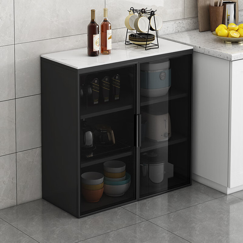 Wen Yijia customized slate sideboard against the wall integrated storage cabinet wine cabinet multi-functional tea cabinet kitchen multi-layer floor storage self-installed two doors 60*30*80CM thickened 2-4 doors