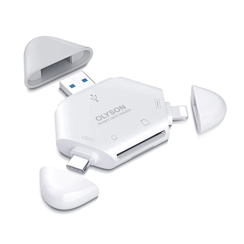 OLYSON three-in-one card reader multi-function suitable for Apple 17 mobile phone USB3.0 DJI Sony Canon SLR camera SD card Type-c computer iPad recorder TF memory card green Apple/TYPE-C/USB interface TF/SD card 3.0 upgraded version