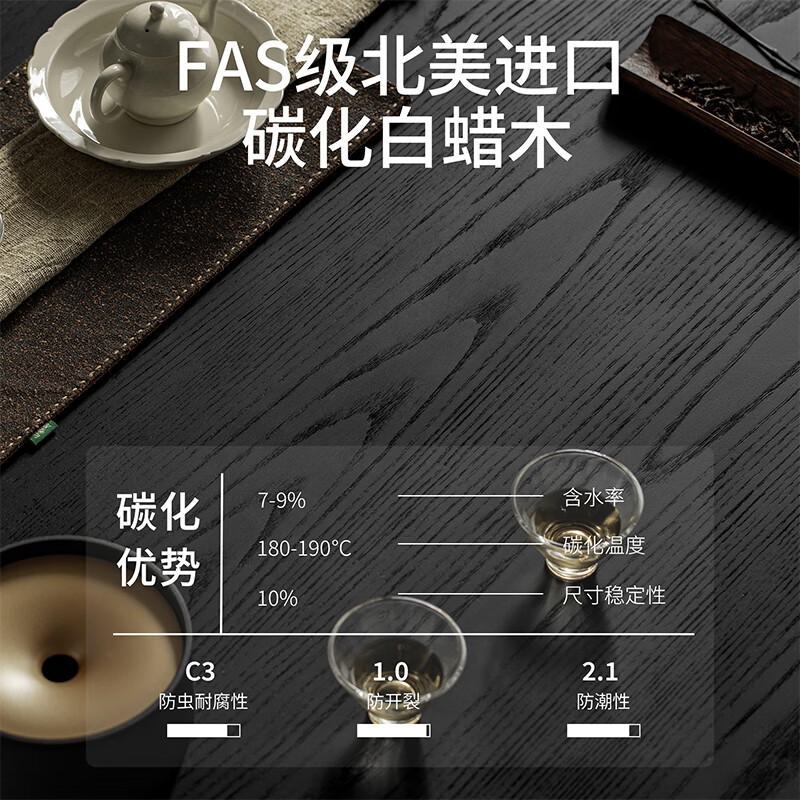 Fanye Furniture Guanshan Bookcase solid wood wall-to-wall card holder integrated living room home storage cabinet simple black bookshelf combination cabinet ash wood A+C+B+C (same model as the main picture with base)