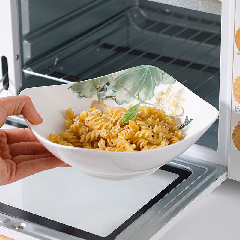 Huanjin Sifang Plate Household Ceramic Plate Tableware Dish Plate Thickened Anti-scald Fruit Plate Soup Plate Rice Plate Cold Dish Plate Salad Plate (Shuimu Tsinghua) 8-inch square plate 4 pcs