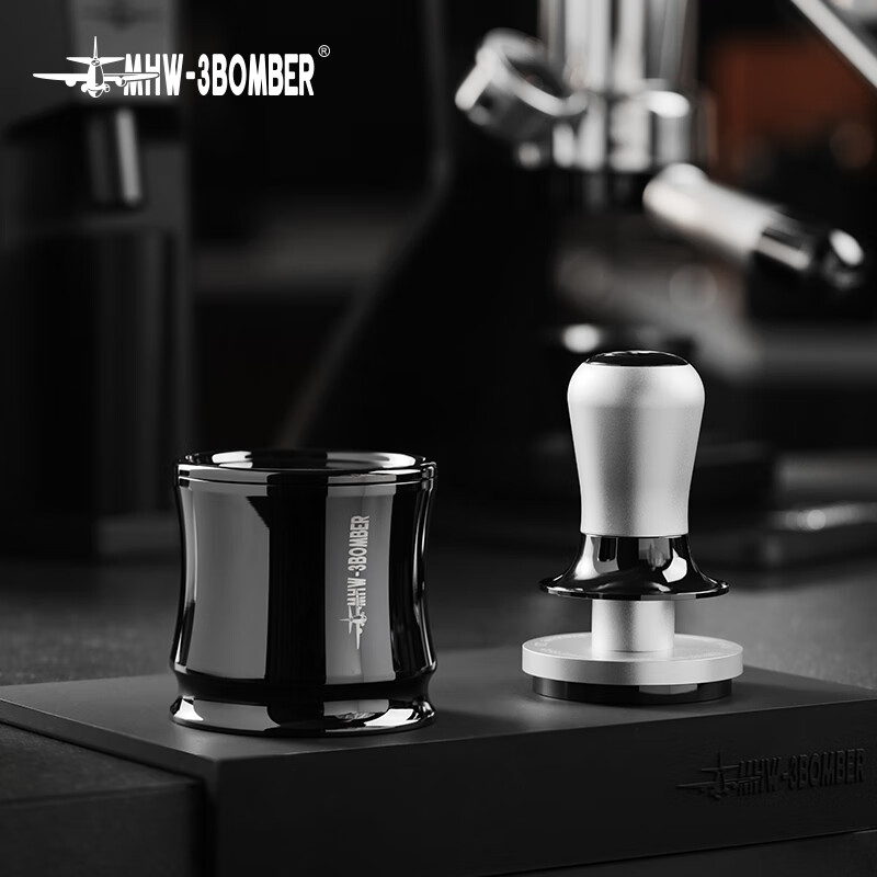 MHW-3BOMBER bomber streamer powder hammer espresso coffee powder press 30 pounds constant force powder hammer three-spring horizontal constant design streamer-constant force powder hammer-black silver-58mm universal