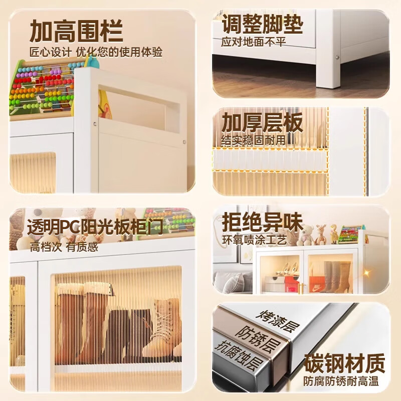 ONNAIS kitchen storage rack multi-layer floor-to-ceiling storage cabinet multi-functional microwave storage rack dish cabinet with door removable five layers - height 151.5CM adjustable layer height - gray length 60*width 42cm thickened version free wheels