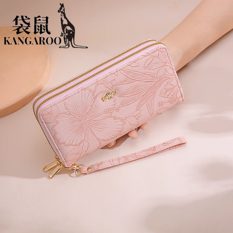 Kangaroo (KANGAROO) Wallet Women's Chinese Valentine's Day Wallet Fashion Long Large Capacity Clutch High-end Feeling Good Quality Long Wallet Khaki