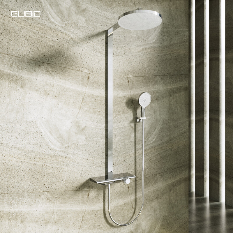 GUBID three-function constant temperature round top shower fine copper body bathroom shower set GD1519-Yaoshiyin