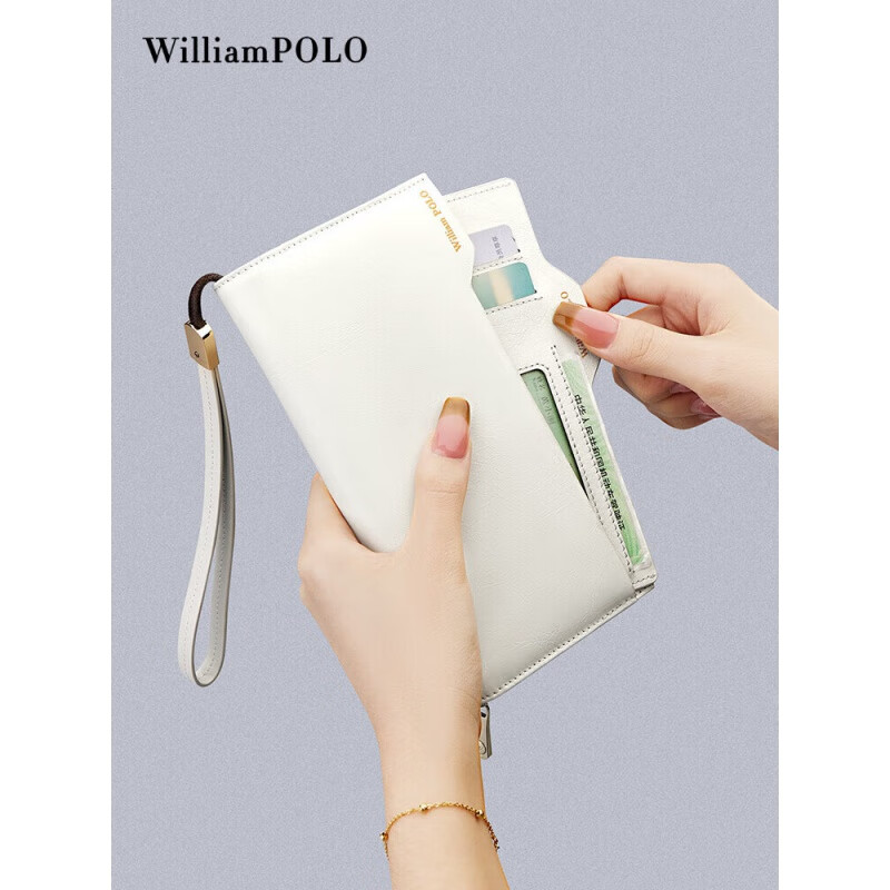 WILLIAMPOLO Wallet Women's Long Genuine Pickup Bag 2024 New Handbag for Women Valentine's Day Gift for Girlfriend Black