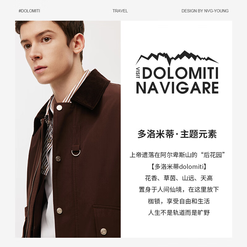 NVG YOUNG Italian dinghy autumn and winter Maillard men's trendy loose casual workwear lapel jacket warm coat