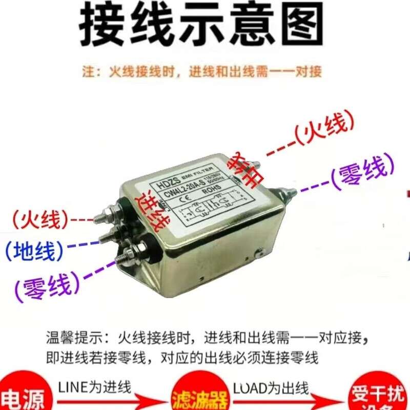 RF filter power supply emi double anti-interference electromagnetic compatibility CW4L2-60A zero line current elimination audio bolt type CW4L2-20A-S single-phase three-wire
