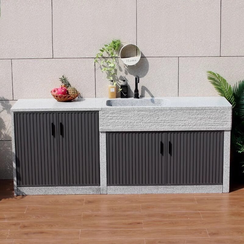 Wen Yijia courtyard aluminum alloy cabinet door outdoor cabinet door outdoor waterproof metal grille door shutter door aluminum art gray