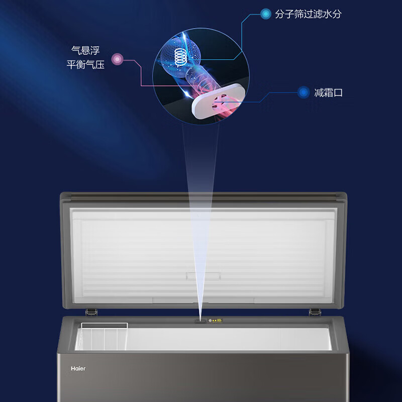 Haier freezer household and commercial 300 liter large capacity refrigerated freezer refrigerator freezer horizontal freezer refrigerator freezer deep cooling quick-freezing refrigerator upgraded version/PCM steel plate liner/frost reduction 80% 300L
