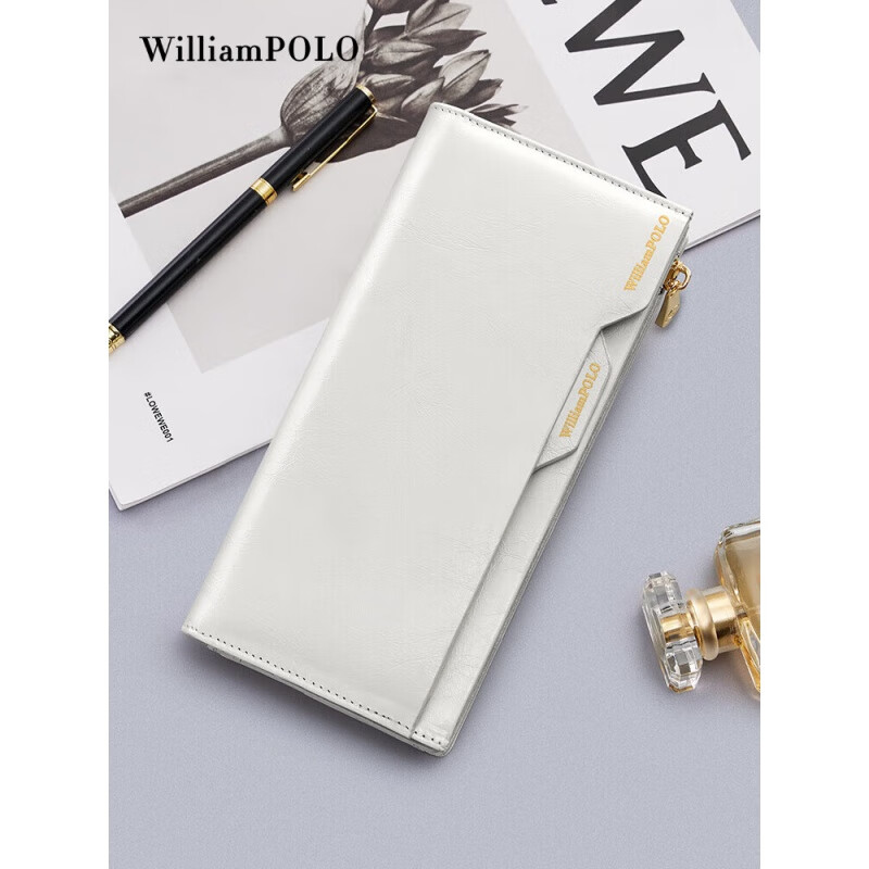 WILLIAMPOLO Wallet Women's Long Genuine Pickup Bag 2024 New Handbag for Women Valentine's Day Gift for Girlfriend Black