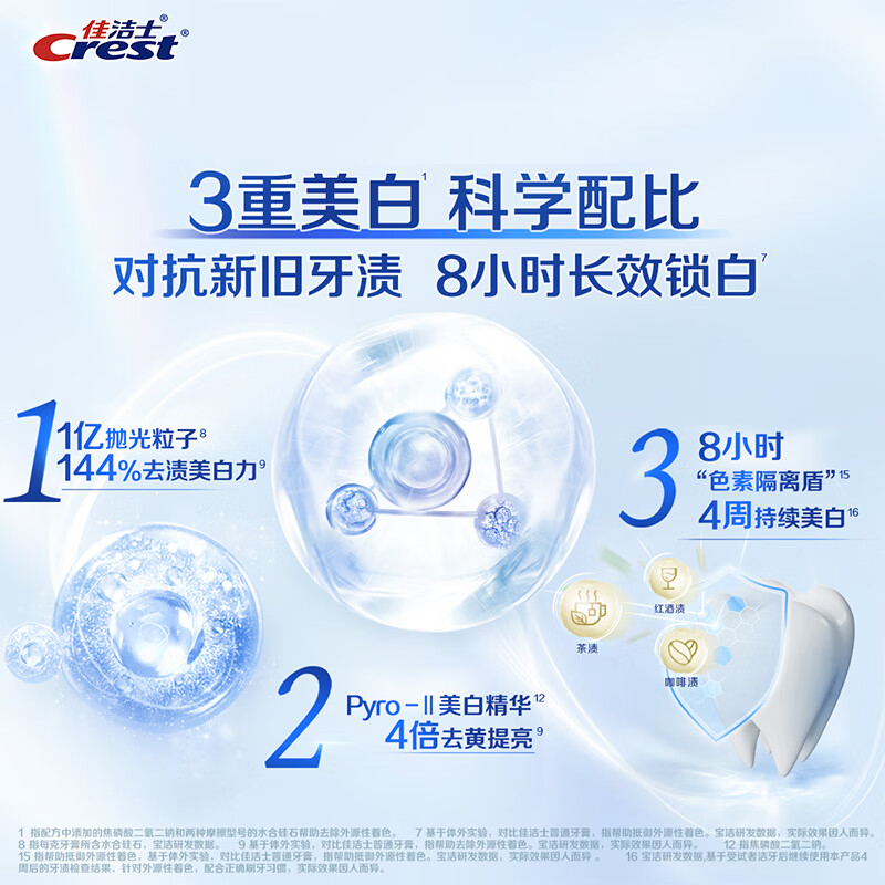 Crest lock white jasmine camellia toothpaste whitening fresh stain removal anti-moth bad breath 480g new and old packaging mixed hair