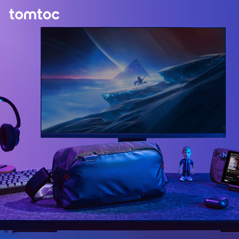 Tomtoc ROG Xbox Ally Storage Bag Steam Deck/Switch2 Storage Bag Crossbody Bag NS2 Handheld Bag Adapted to Rescuer LEGION2/ROG Handheld G47 Obsidian Black Can Hold Switch2