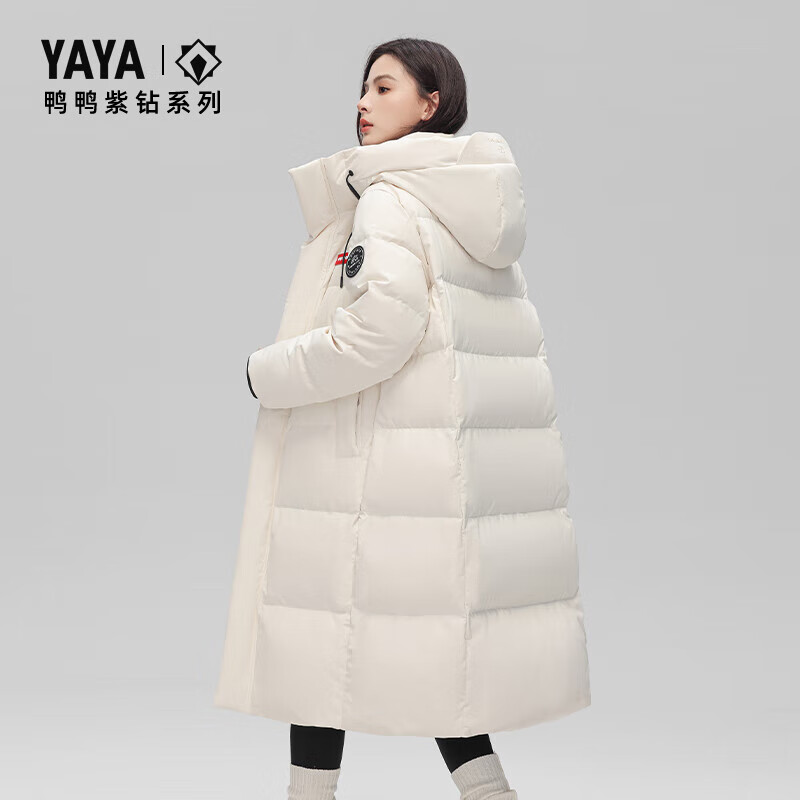 Yaya (YAYA) Wang Yibo's same style 301g high-fill down jacket for women long over the knee winter new thick extreme cold men's red jacket moonlight white S (165)