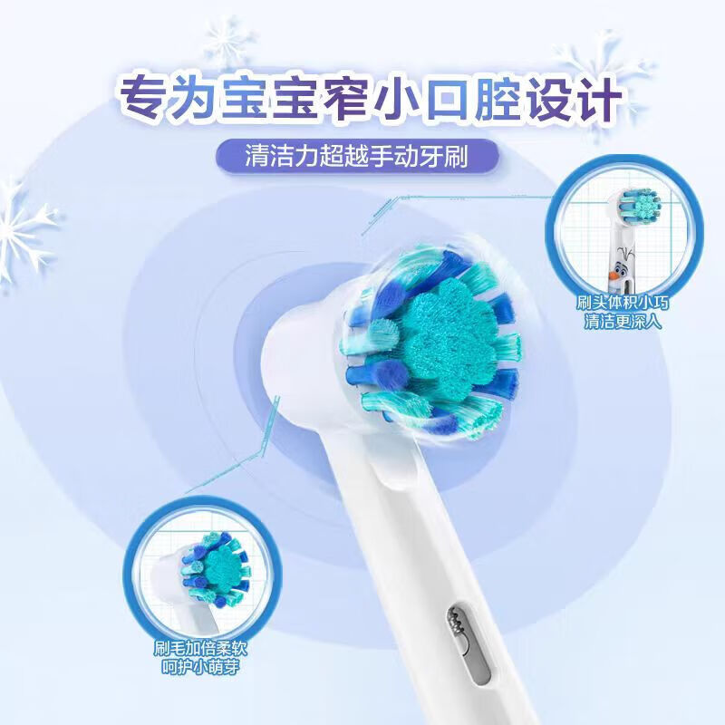 Oral-B electric toothbrush head for children, suitable for D series children's toothbrushes, 2 cartoon characters, 3-12 years old