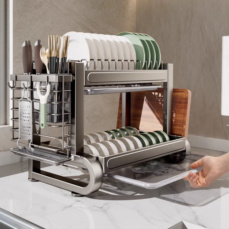 Youqin stainless steel dish storage rack household dishware cabinet dish drain rack kitchen storage rack bowl rack