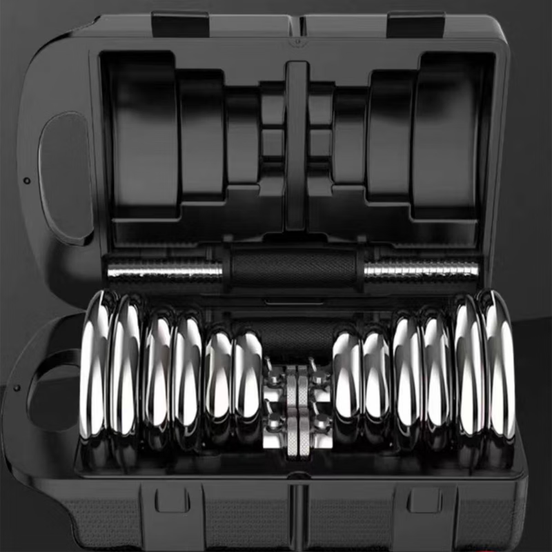 Chuangjingyi chooses electroplated dumbbell weightlifting barbell men's fitness home 10kg 30kg adjustable fitness barbell combination set electroplated silver 25kg pair (12.5kg*2)