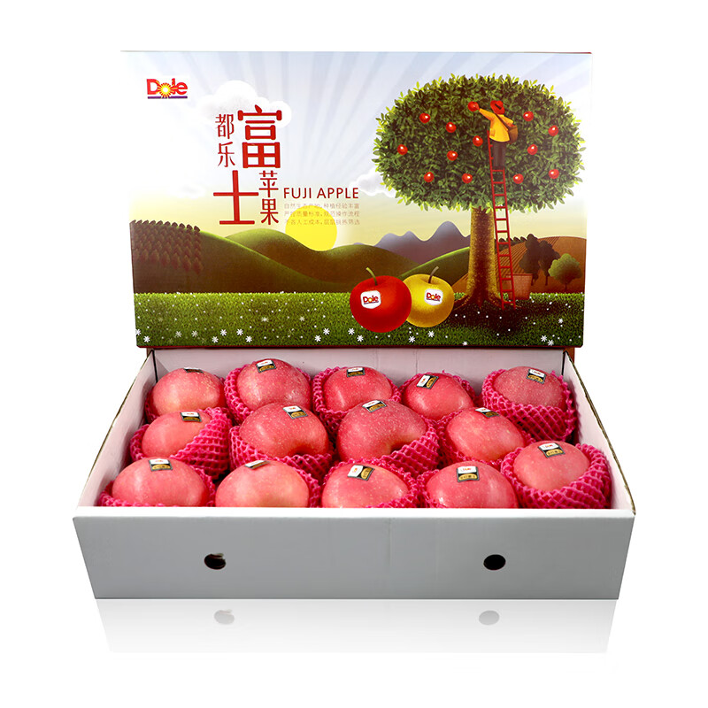 Dole Shandong Full Red Fuji 8kg, 12-14 pieces, single fruit 250g+, overflowing with fruity aroma, free shipping