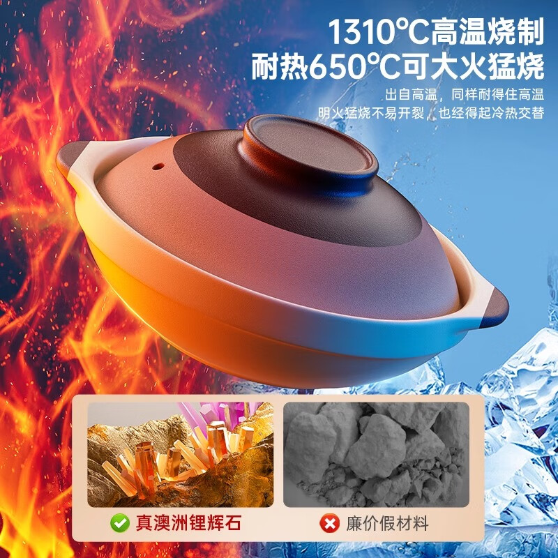 Persson unglazed casserole stew pot household gas dry-cooked claypot rice cooker gas stove special ceramic soup pot casserole 2L