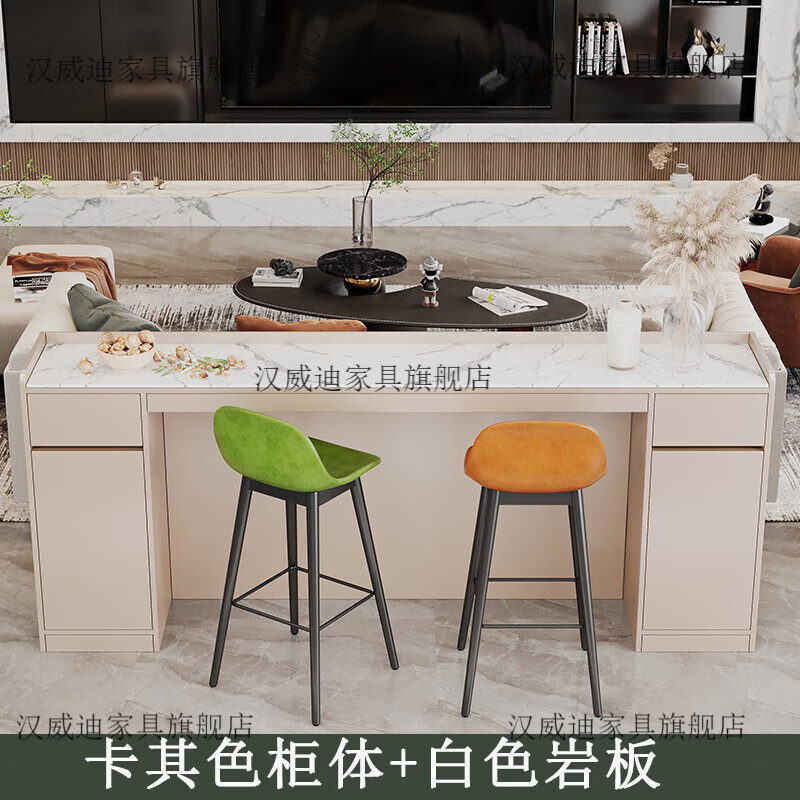 HANWEIDI high-end sofa backrest bar slate sideboard simple modern living room backrest cabinet cross hall partition island dining table 3.2 meters multi-layer board double door