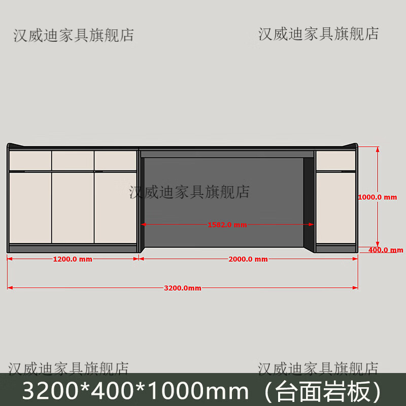 HANWEIDI high-end sofa backrest bar slate sideboard simple modern living room backrest cabinet cross hall partition island dining table 3.2 meters multi-layer board double door