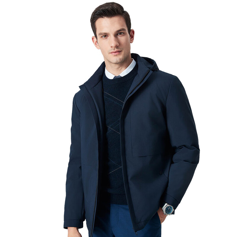 Shanshan Light Warm Goose Down Down Jacket Men's Winter Hooded Short Commuting Business Smooth Thick Jacket