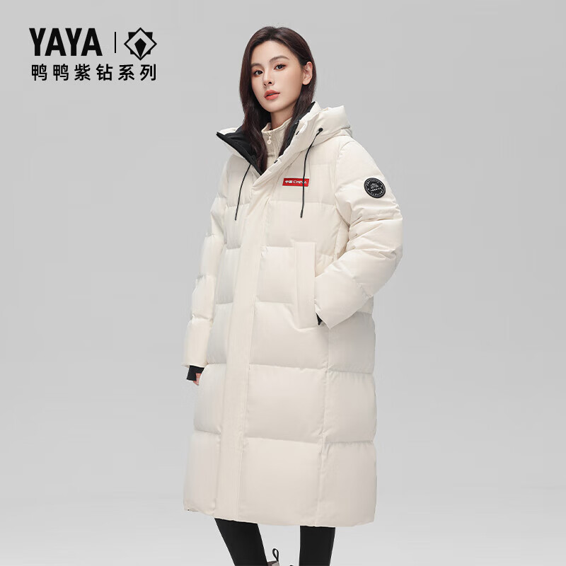 Yaya (YAYA) Wang Yibo's same style 301g high-fill down jacket for women long over the knee winter new thick extreme cold men's red jacket moonlight white S (165)