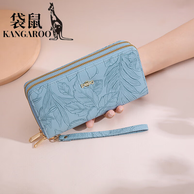 Kangaroo (KANGAROO) Wallet Women's Chinese Valentine's Day Wallet Fashion Long Large Capacity Clutch High-end Feeling Good Quality Long Wallet Khaki