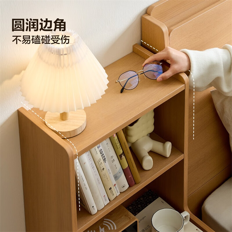 Quanyou Home Log Style Bedside Table Floor-standing Bedroom Drawer Storage Storage Cabinet Bedside Small Bookshelf Furniture Solid Wood Color | Bedside Table